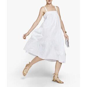 NWT Jenni Kayne Summer Sleeveless Square Neck Lined Midi Dress White Size L